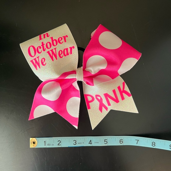 Pink Out Cheer Bow - October Breast Cancer - Picture 5 of 5